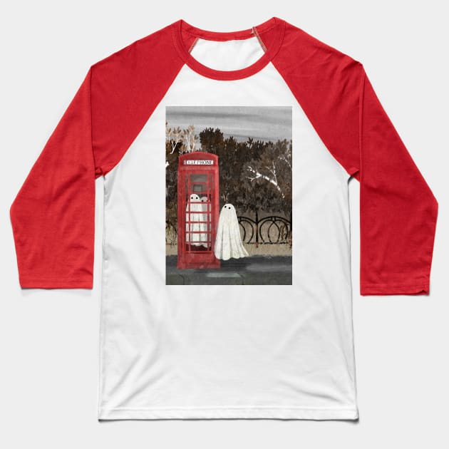 There Are Ghosts in the Phone Box Again... Baseball T-Shirt by KatherineBlowerDesigns